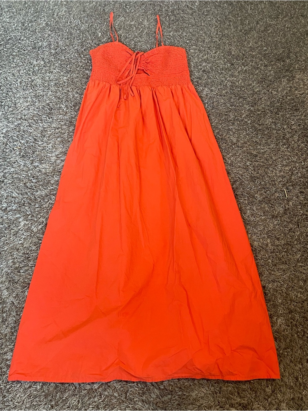 Universal Thread Coral-Orange Maxi Dress with Smocked Bodice